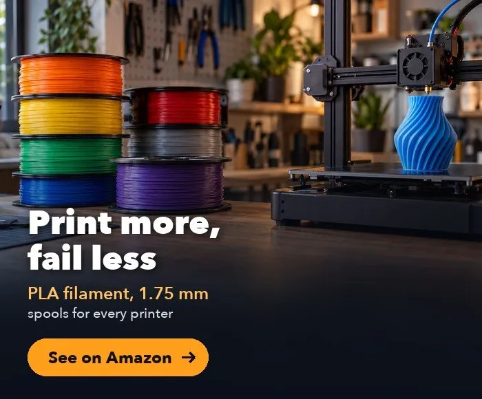 Print more, fail less: PLA filament, 1.75 mm, spools for every printer. See on Amazon